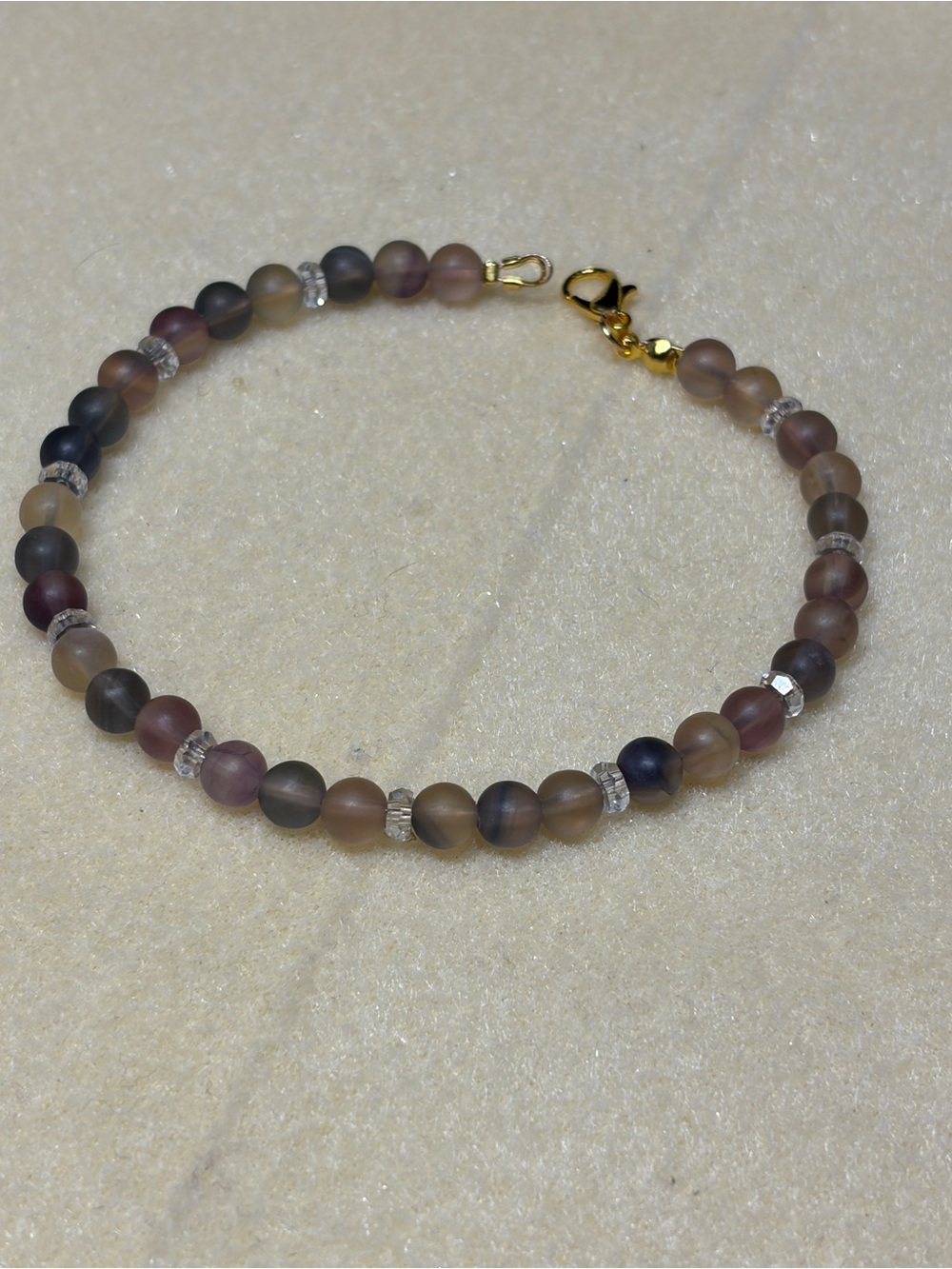 Multicolor Matte Bead Bracelet with Gold Clasp